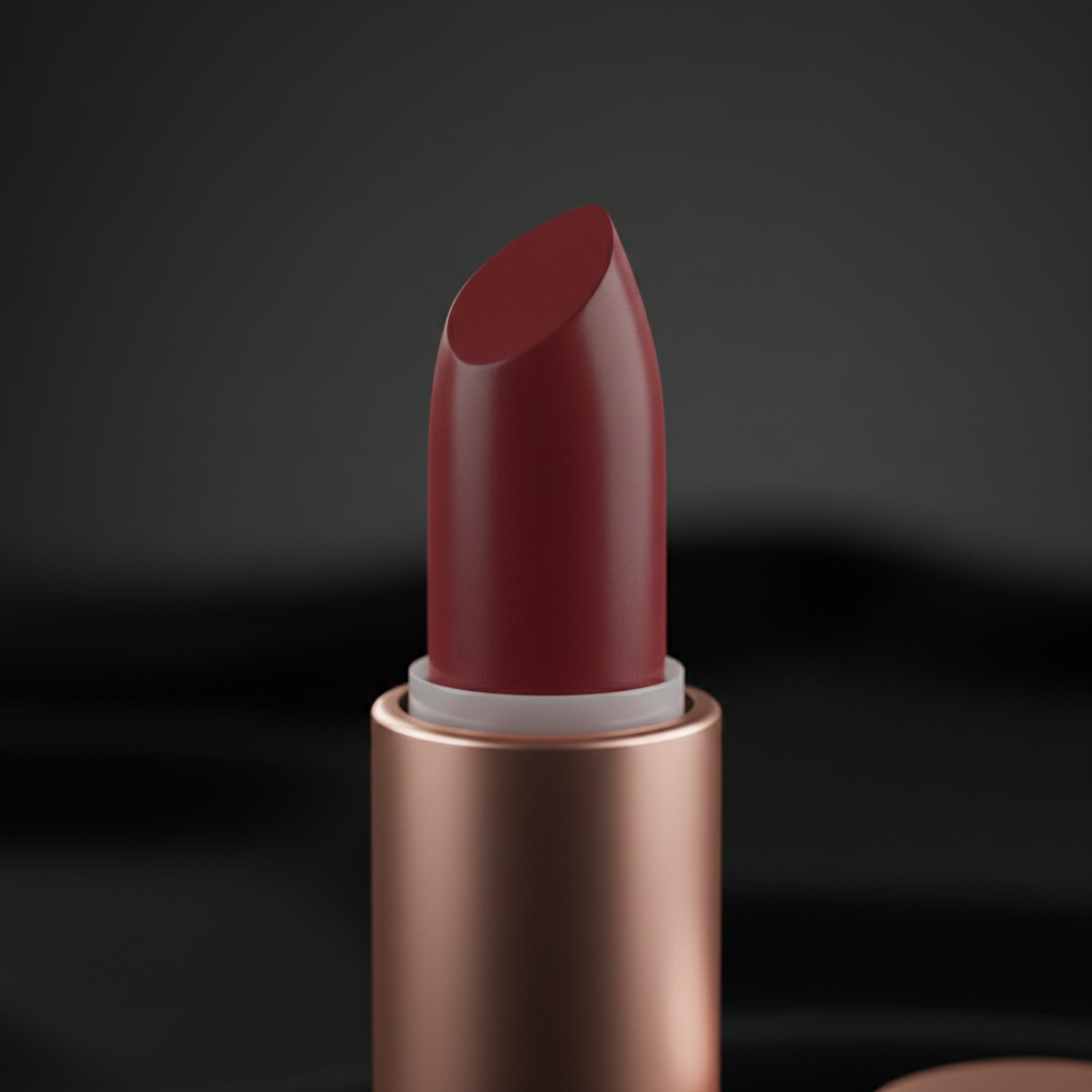 Velvet Satin Bullet Lipstick — macro close-up of Burgundy Red bullet tip
