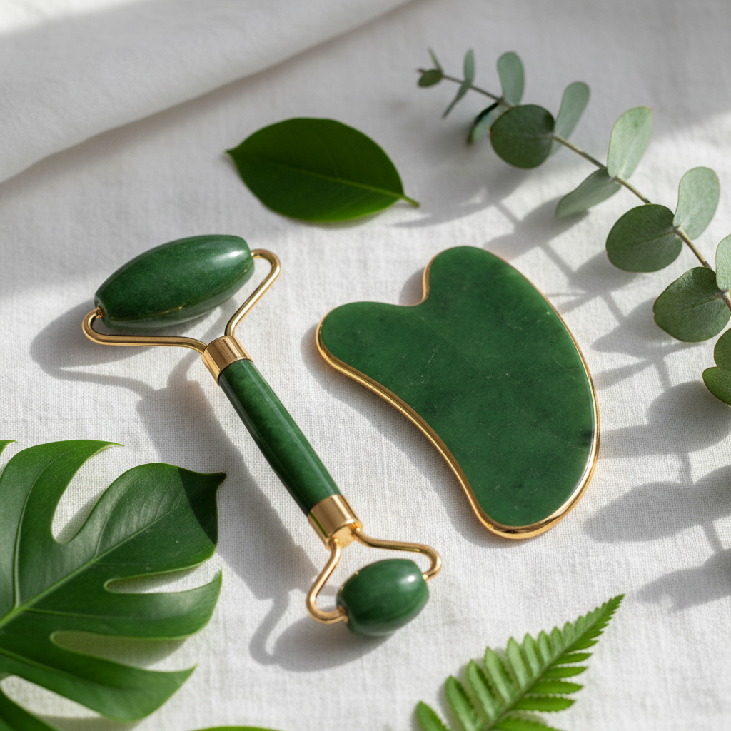 Variant 2 – Green Jade facial roller and gua sha set