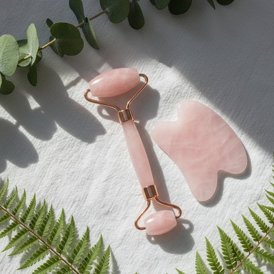 Variant 1 – Rose Quartz facial roller and gua sha set